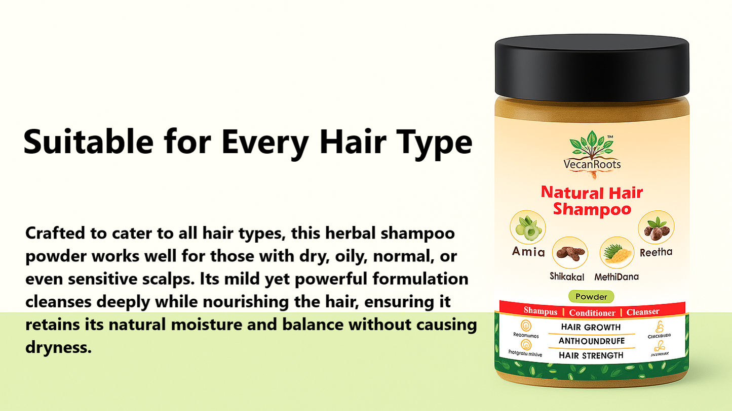 Pure & Natural Shampoo with Amla reetha shikakai & MethiDana Powder |For Men & Women, Totally Organic | Paraben And Sulphate Free Shampoo - 150gm