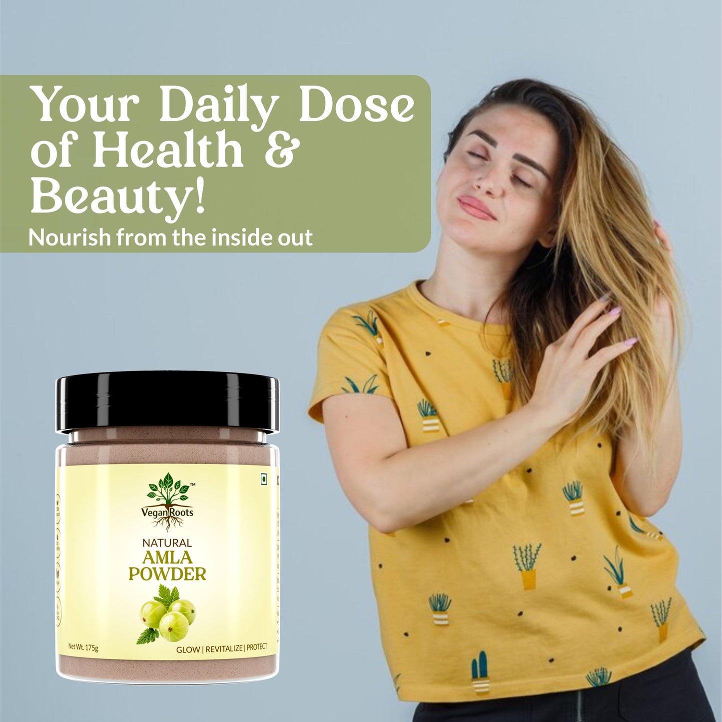 Pure &  Natural Amla (Indian Gooseberry) Fruit Powder for Hair Growth, Skin Care, Drinking & Eating, Rich in Antioxidants