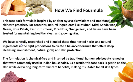 Pure & Natural 8 in 1 Ancient Herb Face Pack with Multani Mitti, Sandalwood, Rose Petal, Rice Flour, Kastur Turmeric, Orange Peel, Neem, Besan for Glowing, Healthy, Anti-Ageing Skin, All Skin Types, 150g