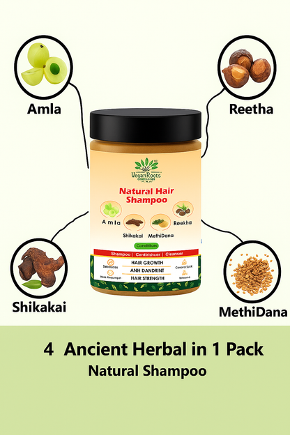 Pure & Natural Shampoo with Amla reetha shikakai & MethiDana Powder |For Men & Women, Totally Organic | Paraben And Sulphate Free Shampoo - 150gm