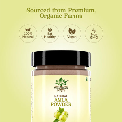 Pure &  Natural Amla (Indian Gooseberry) Fruit Powder for Hair Growth, Skin Care, Drinking & Eating, Rich in Antioxidants