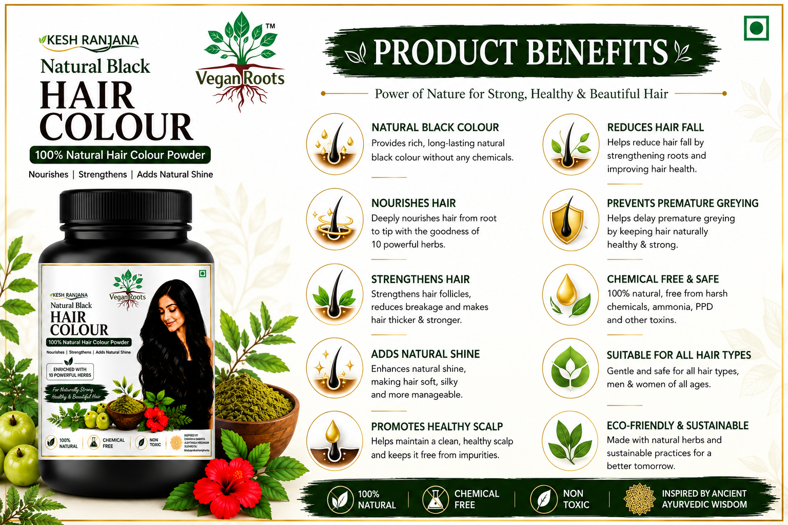 Kesh Ranjana Natural Black Hair Colour 200G