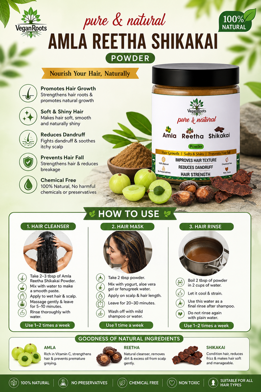 Pure & Natural Hair Shampoo With Amla Reetha Shikakai Hair Fall Control, Dandruff Care & Hair Growth – Sulfate-Free, Herbal Cleanser for Men & Women 150g