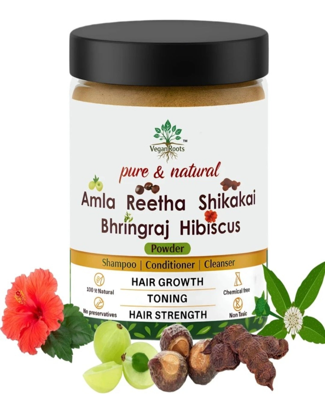 Amla, Reetha, Shikakai, Bhringraj and Hibiscus formulated mix powder (150g)