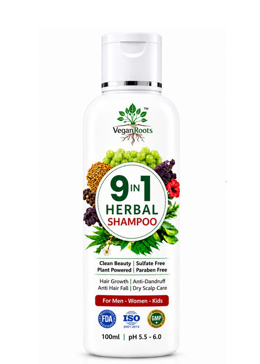 9 Natural Herbs Extracts Shampoo with Amla, Reetha, Shikakai, Rosemary & Ayurvedic Herbs | Anti Hair Fall, Anti Dandruff, Hair Growth & Scalp Nourishment | Sulphate & Paraben Free | For Men & Women