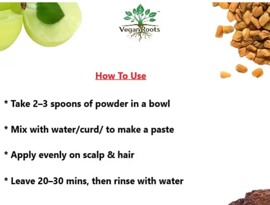 Vegan Roots Natural Hair Shampoo with Herbal Amla, Reetha, Shikakai Bhringraj Hibiscus & Methi Dana Powder for Men & Women | 100% Organic | Paraben & Sulphate Free – 150gm